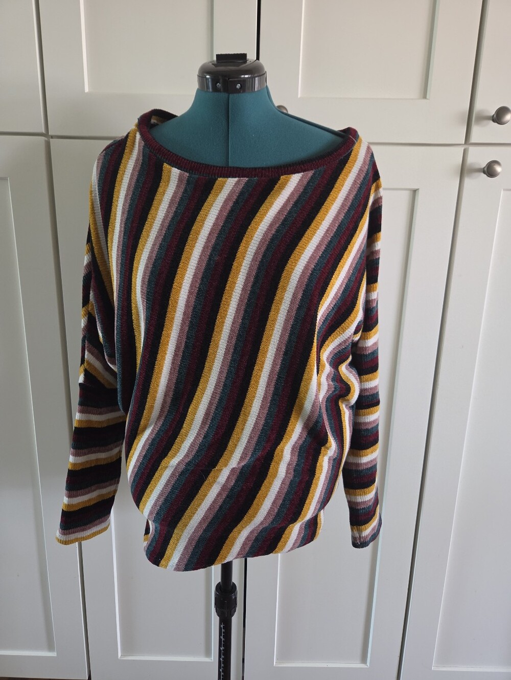 Asymetrical Striped Multicolor Sweater